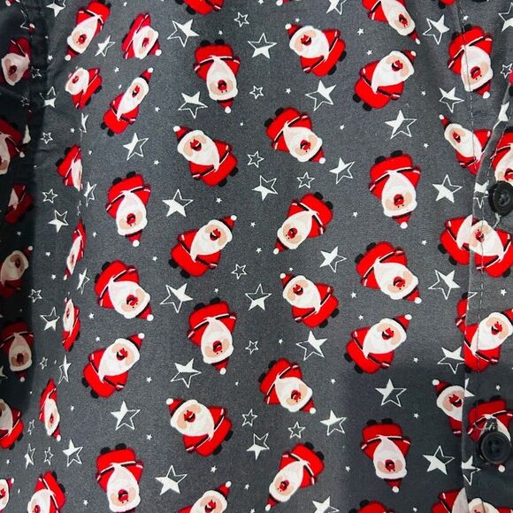 Men’s Monument Christmas Holiday Short Sleeve Santa Button Shirt XL Gray - Picture 3 of 4